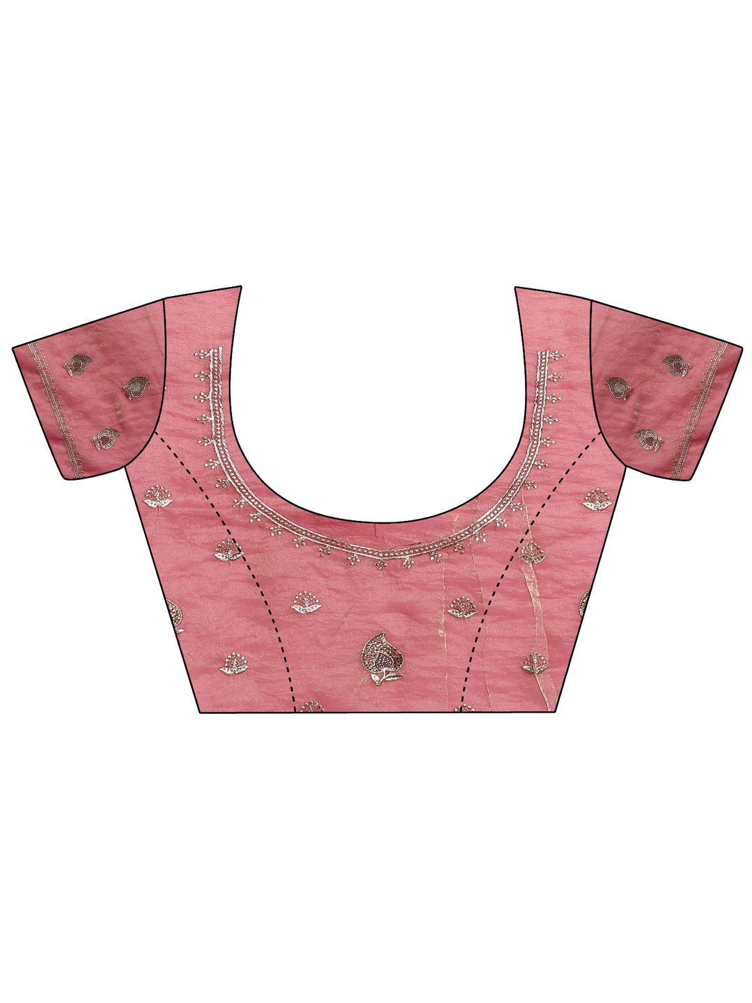 Peach Solid Silk Blend Saree With Unstitched Blouse Piece