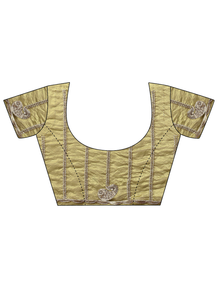 Green Leheriya Embellished Silk Blend Saree With Unstitched Blouse Piece