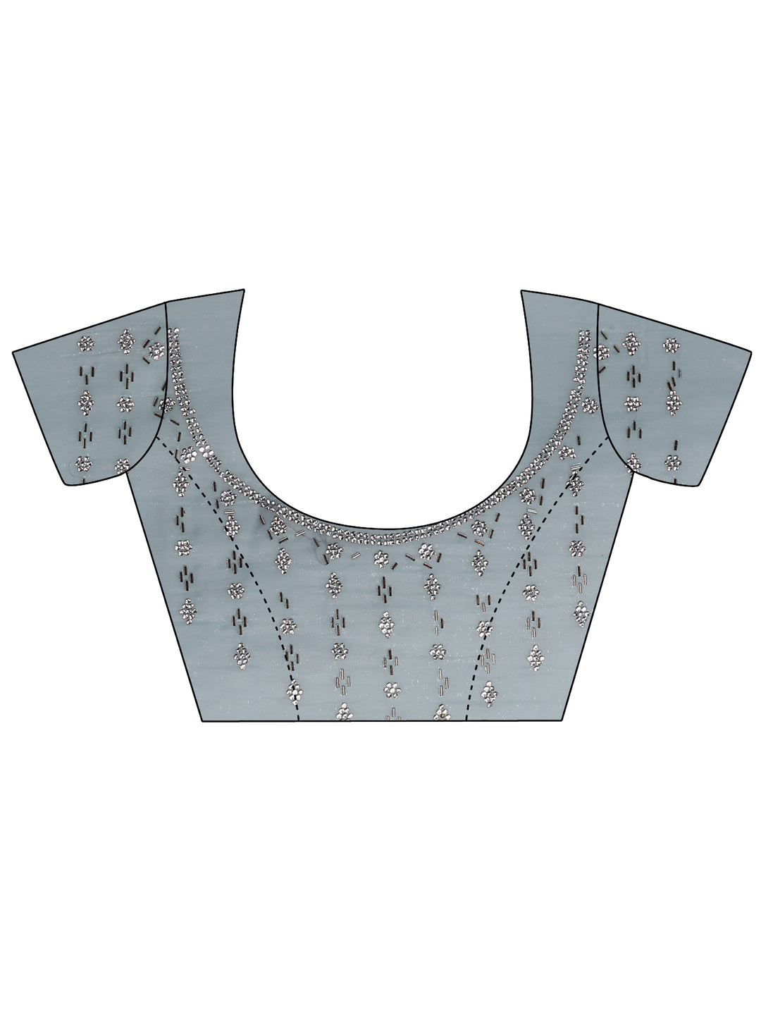 Blue Embellished Silk Blend Saree With Unstitched Blouse Piece