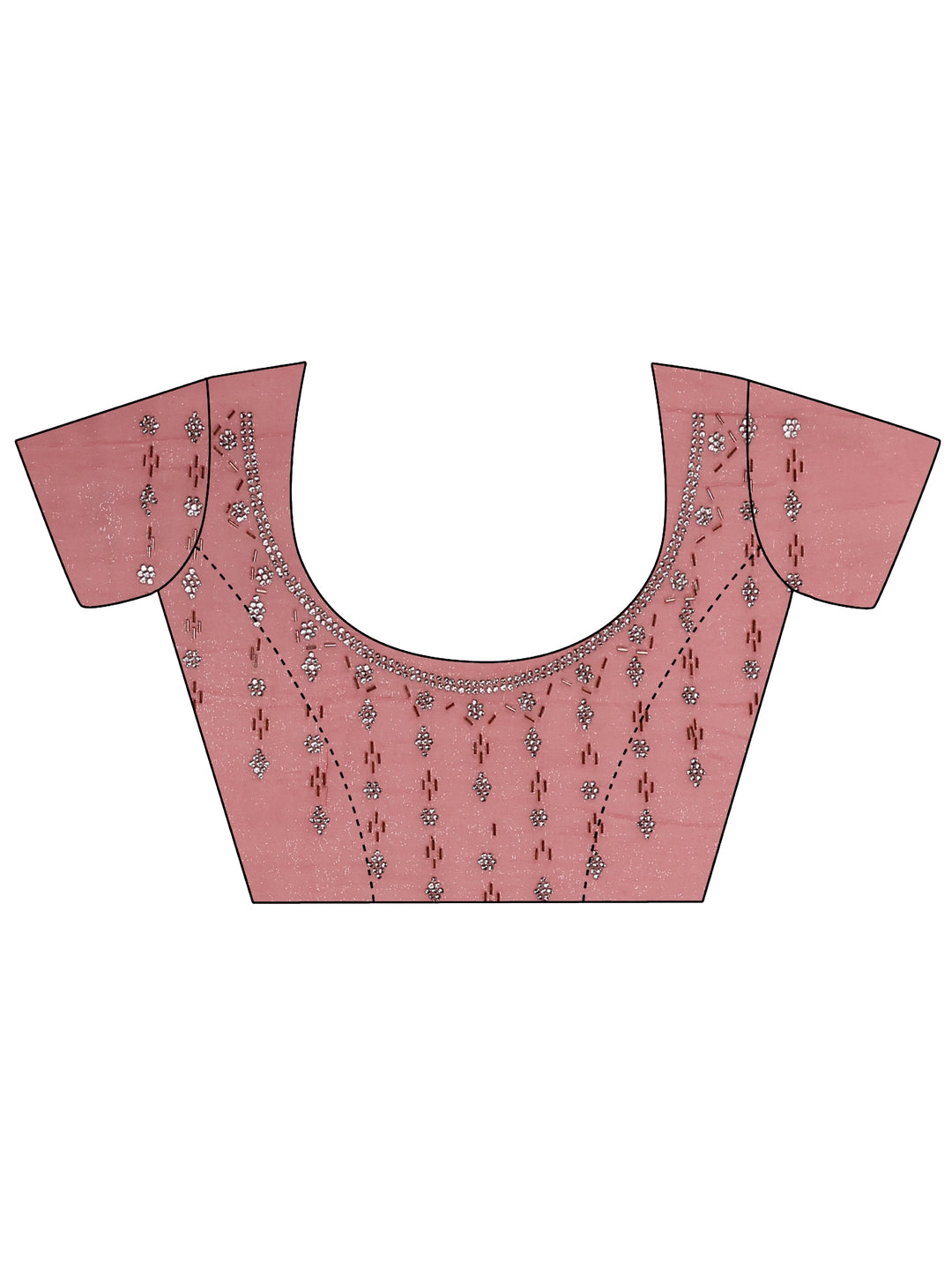 Peach Embellished Silk Blend Saree With Unstitched Blouse Piece