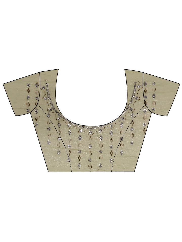 Green Embellished Silk Blend Saree With Unstitched Blouse Piece