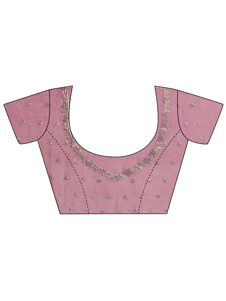 Purple Embellished Silk Blend Saree With Unstitched Blouse Piece