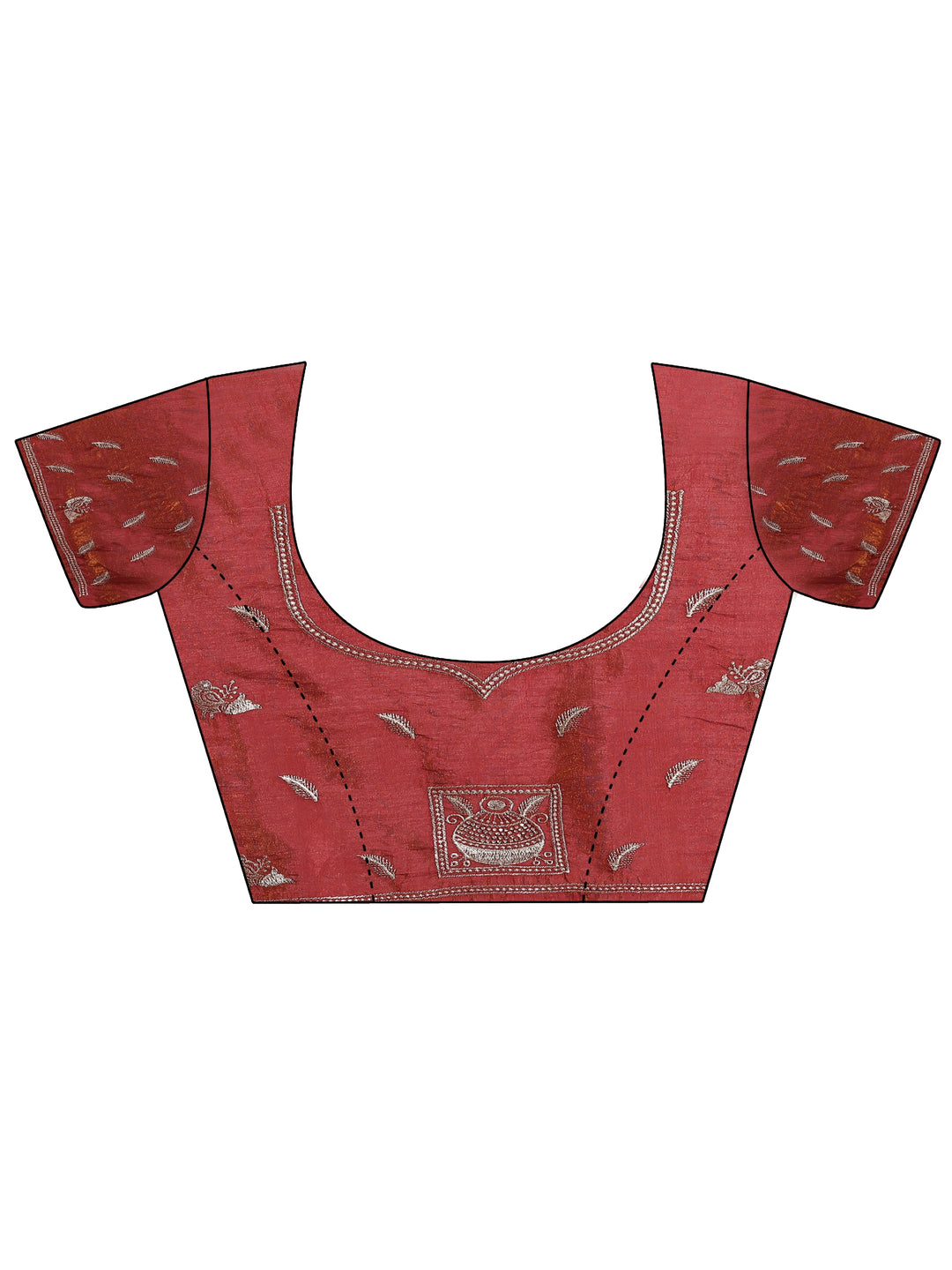 Pink Embellished Silk Blend Saree With Unstitched Blouse Piece