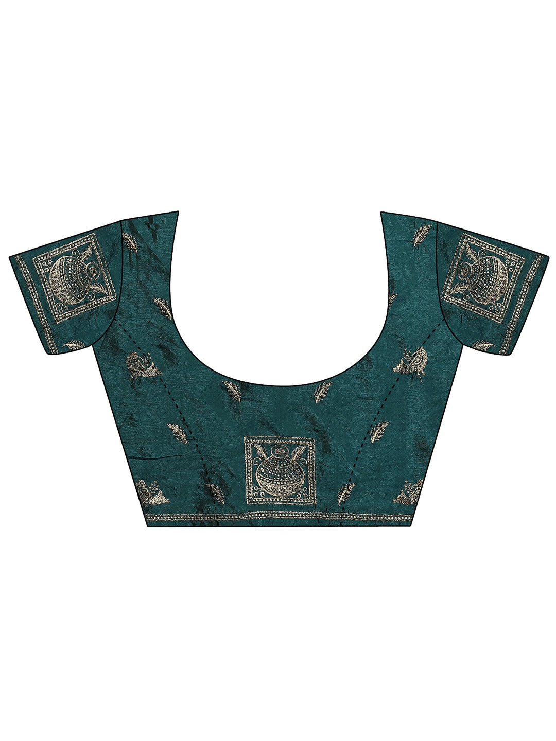 Blue Embellished Silk Blend Saree With Unstitched Blouse Piece