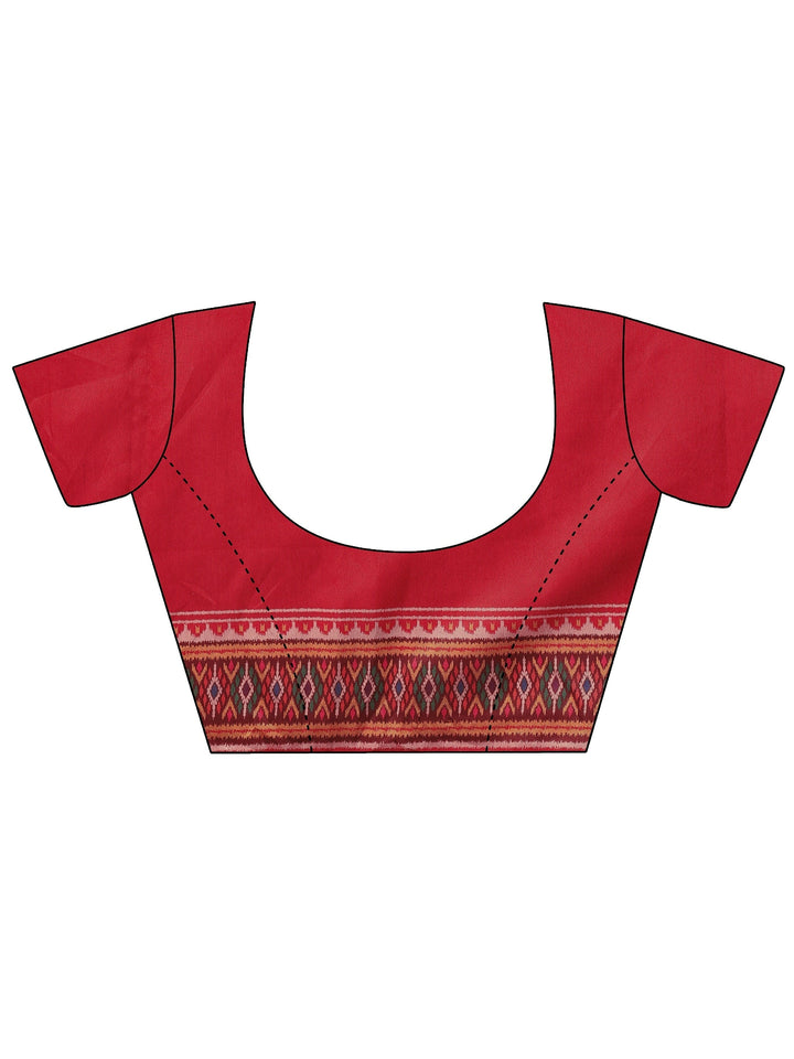 Purple Printed Silk Blend Saree With Unstitched Blouse Piece