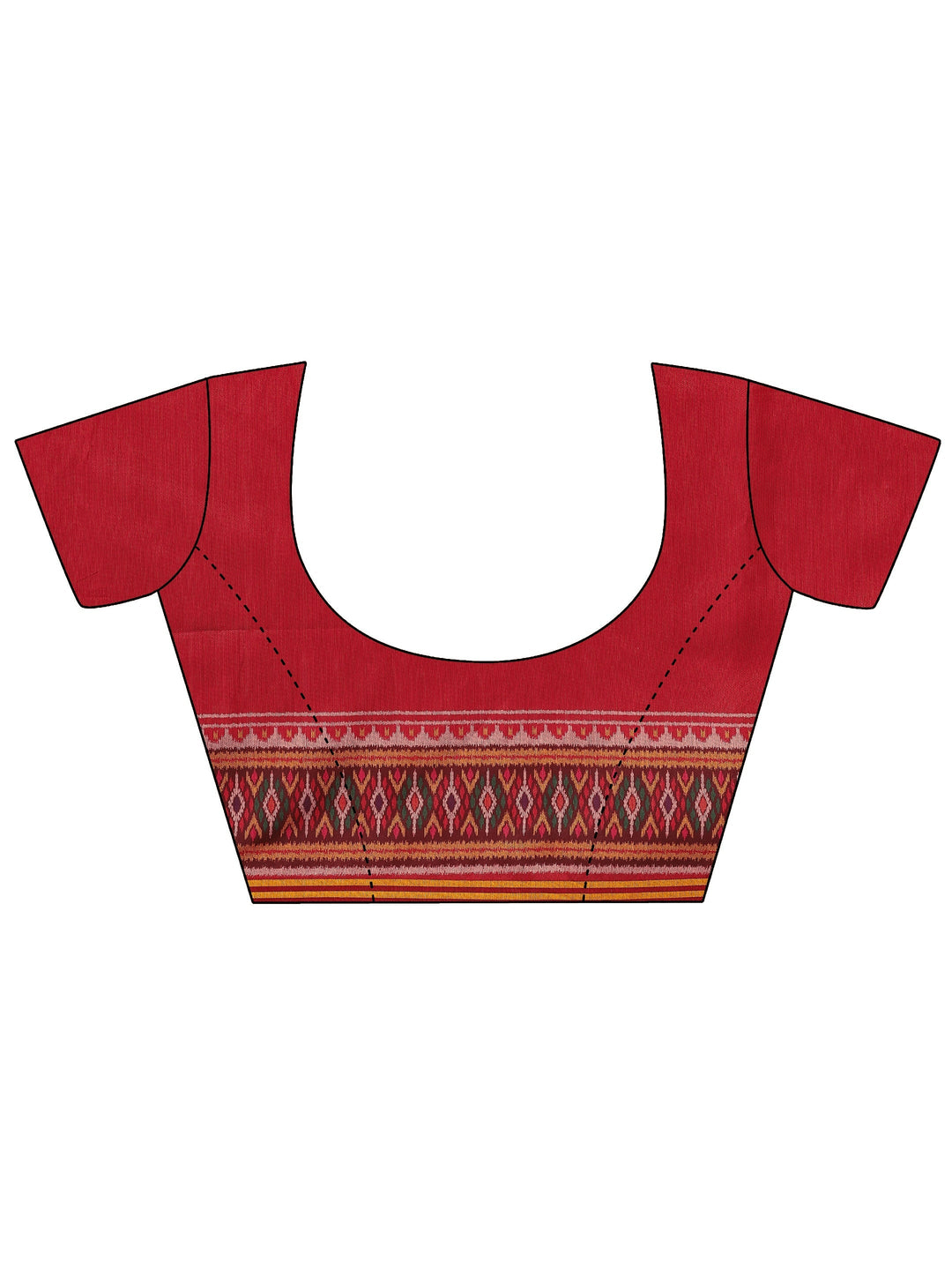 Orange Printed Silk Blend Saree With Unstitched Blouse Piece