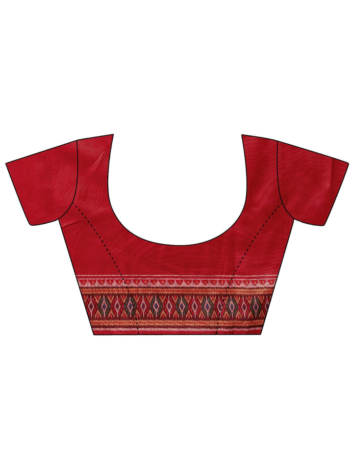 Blue Printed Silk Blend Saree With Unstitched Blouse Piece