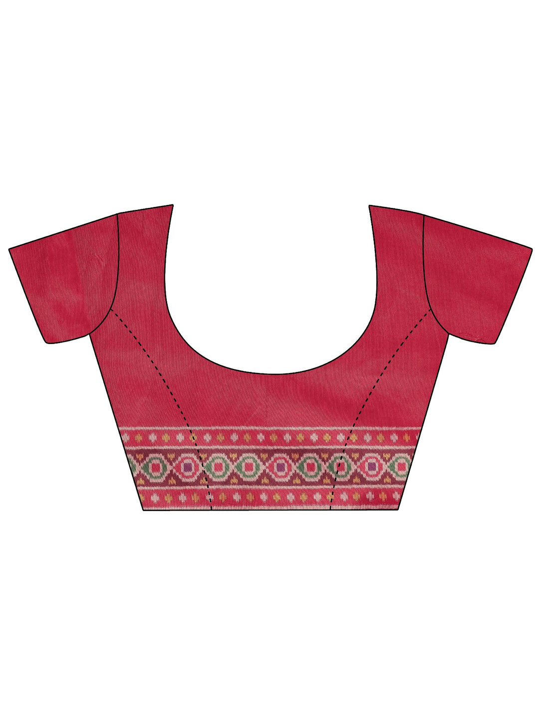 Pink Printed Silk Blend Saree With Unstitched Blouse Piece