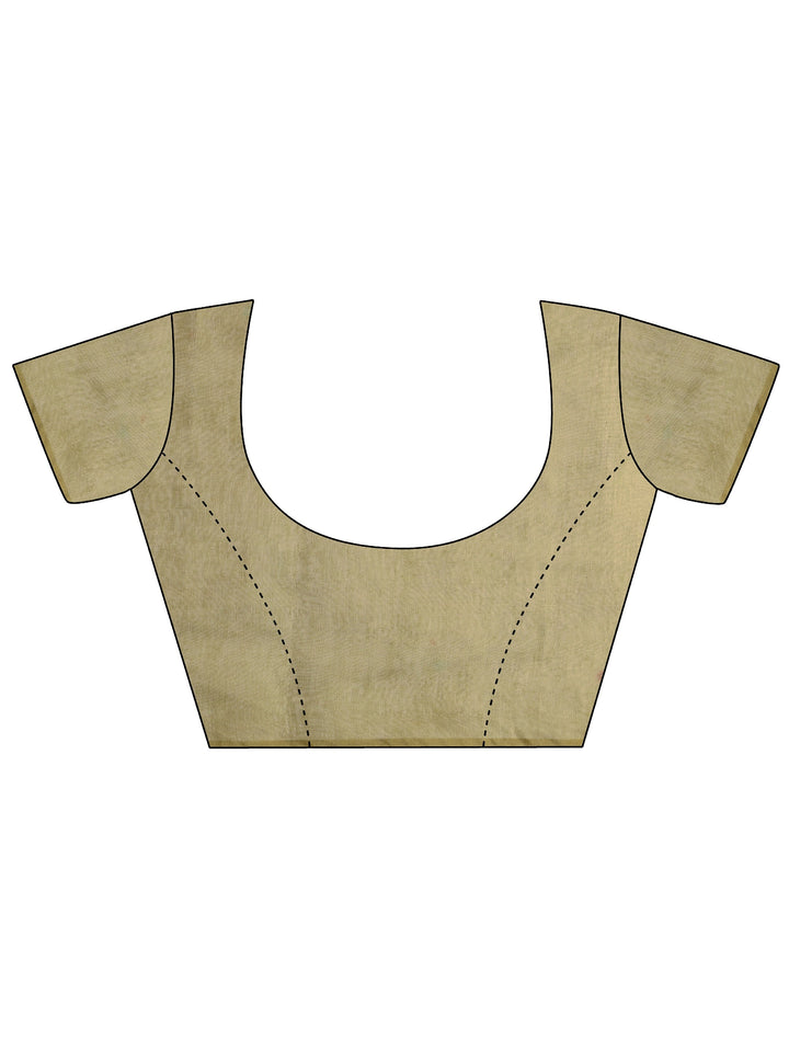 Olive Printed Silk Blend Sarees With Unstitched Blouse Piece