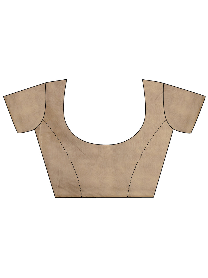 Brown Tribal Printed Sarees With Unstitched Blouse Piece