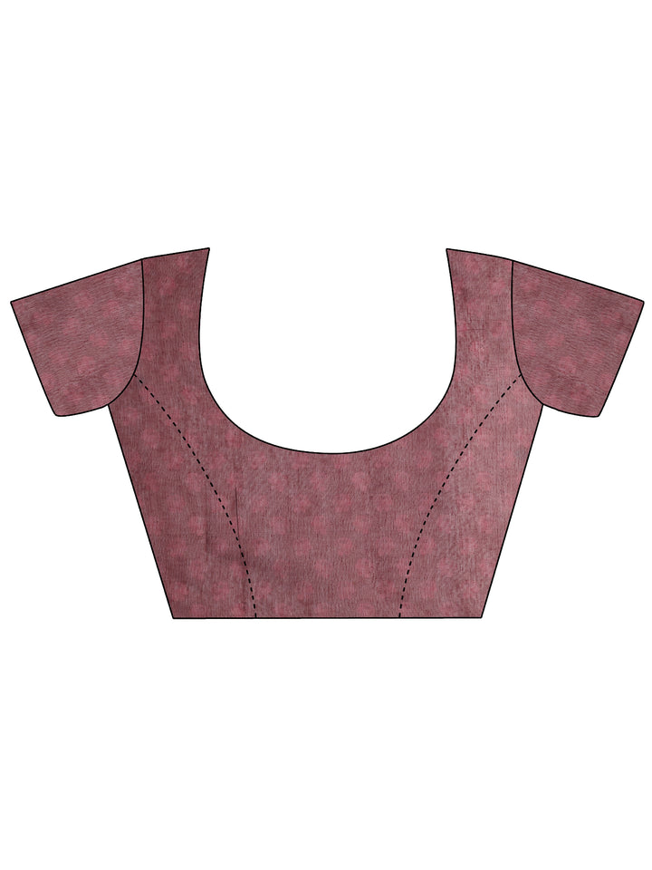 Maroon Printed Silk Blend Sarees With Unstitched Blouse Piece