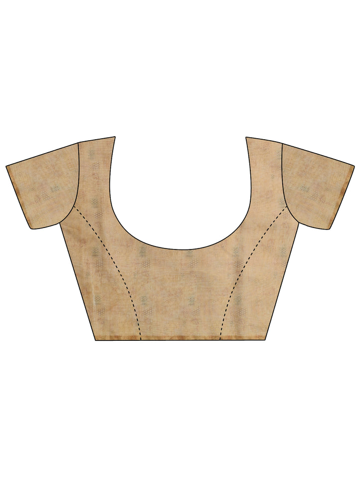 Yellow Printed Silk Blend Sarees With Unstitched Blouse Piece