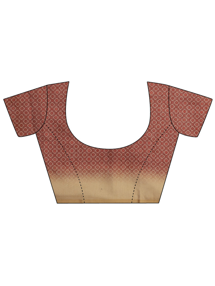 Mustard Printed Silk Blend Sarees With Unstitched Blouse Piece