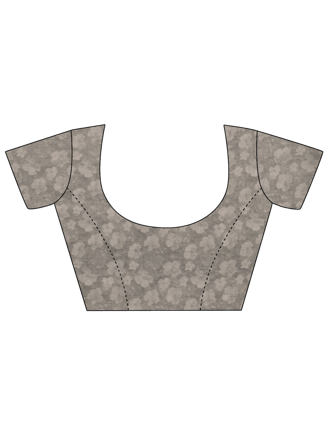 Grey Printed Silk Blend Sarees With Unstitched Blouse Piece