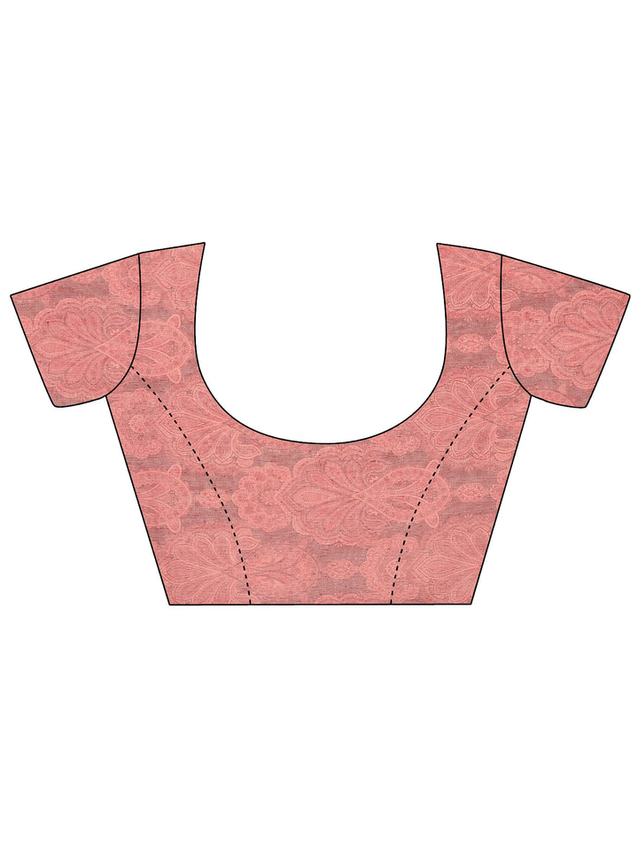 Beige Printed Silk Blend Sarees With Unstitched Blouse Piece