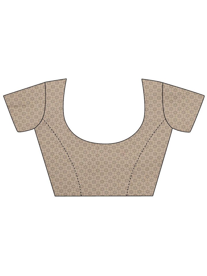 Beige Tribal Printed Sarees With Unstitched Blouse Piece