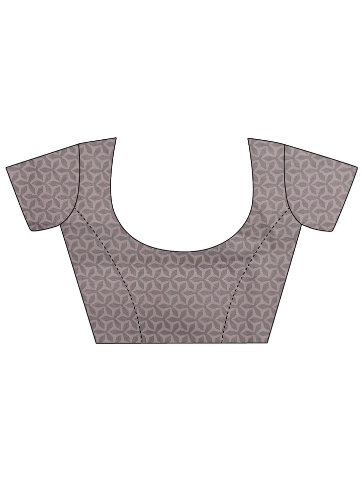 Peach Tribal Printed Sarees With Unstitched Blouse Piece