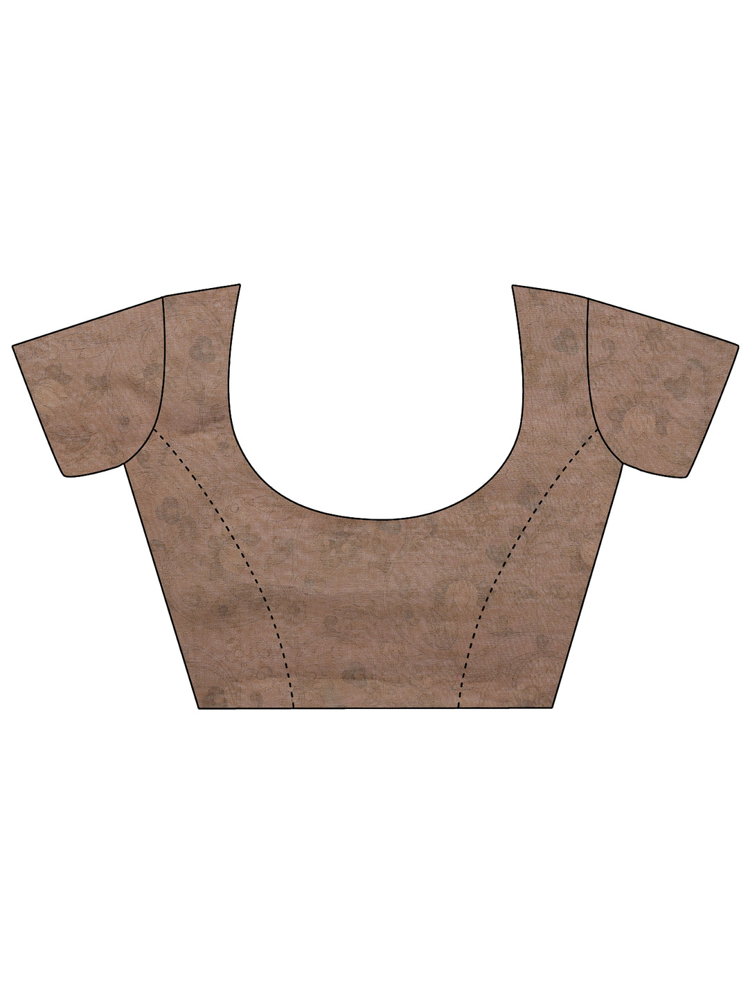 Brown Printed Silk Blend Sarees With Unstitched Blouse Piece