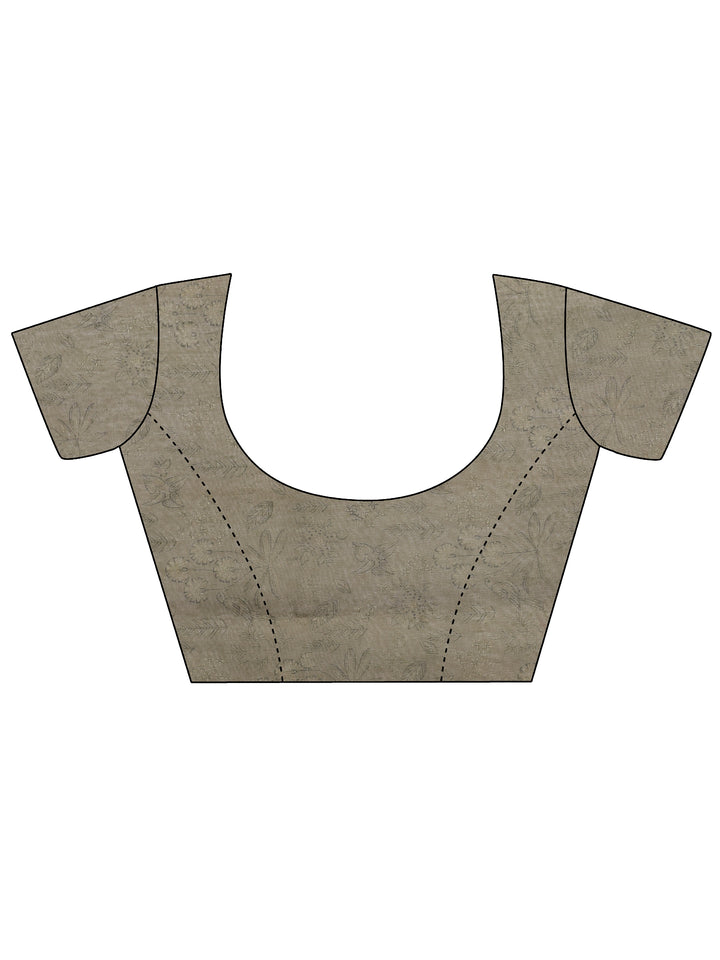 Green Printed Silk Blend Sarees With Unstitched Blouse Piece