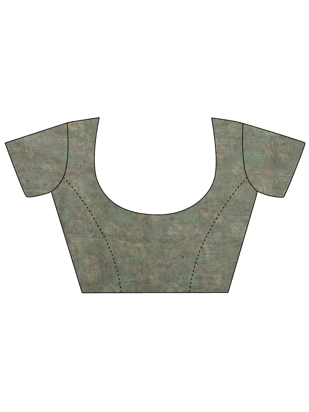 Green Printed Silk Blend Sarees With Unstitched Blouse Piece