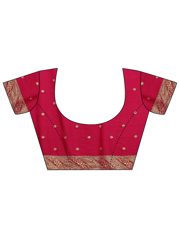 Pink Woven Design Banarsi Silk Blend Saree With Unstitched Blouse Piece