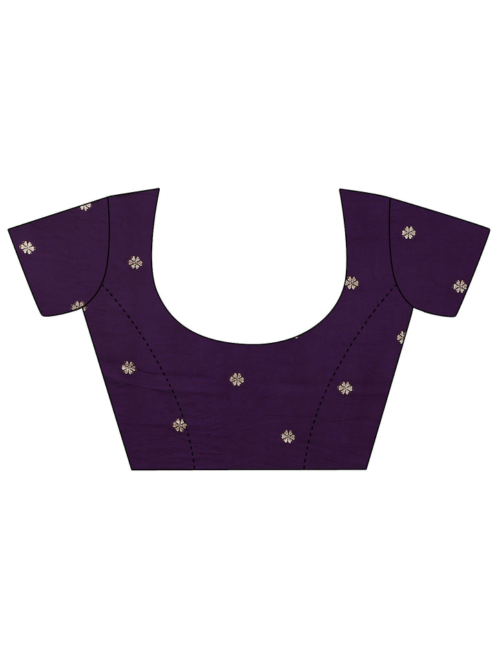 Purple Woven Design Banarsi Silk Blend Saree With Unstitched Blouse Piece