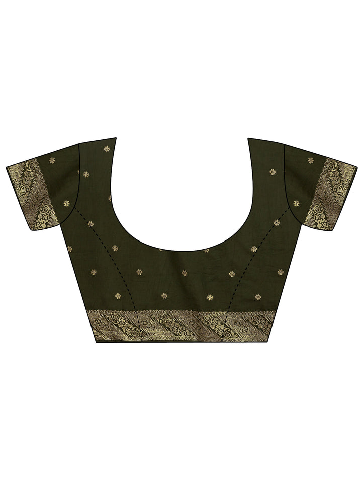 Green Woven Design Banarsi Silk Blend Saree With Unstitched Blouse Piece