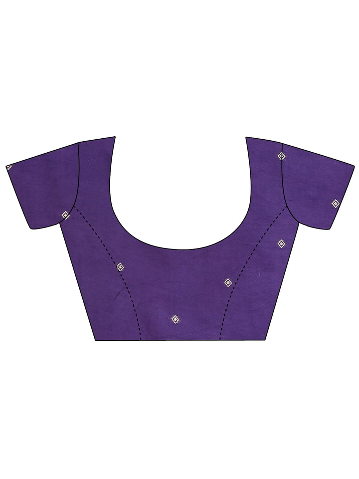 Purple Striped Woven Design Silk Blend Saree With Unstitched Blouse Piece