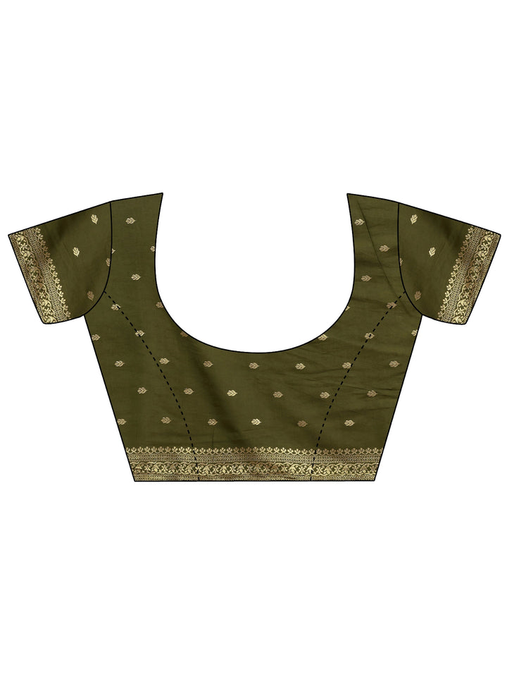 Green Woven Design Banarsi Silk Blend Saree With Unstitched Blouse Piece