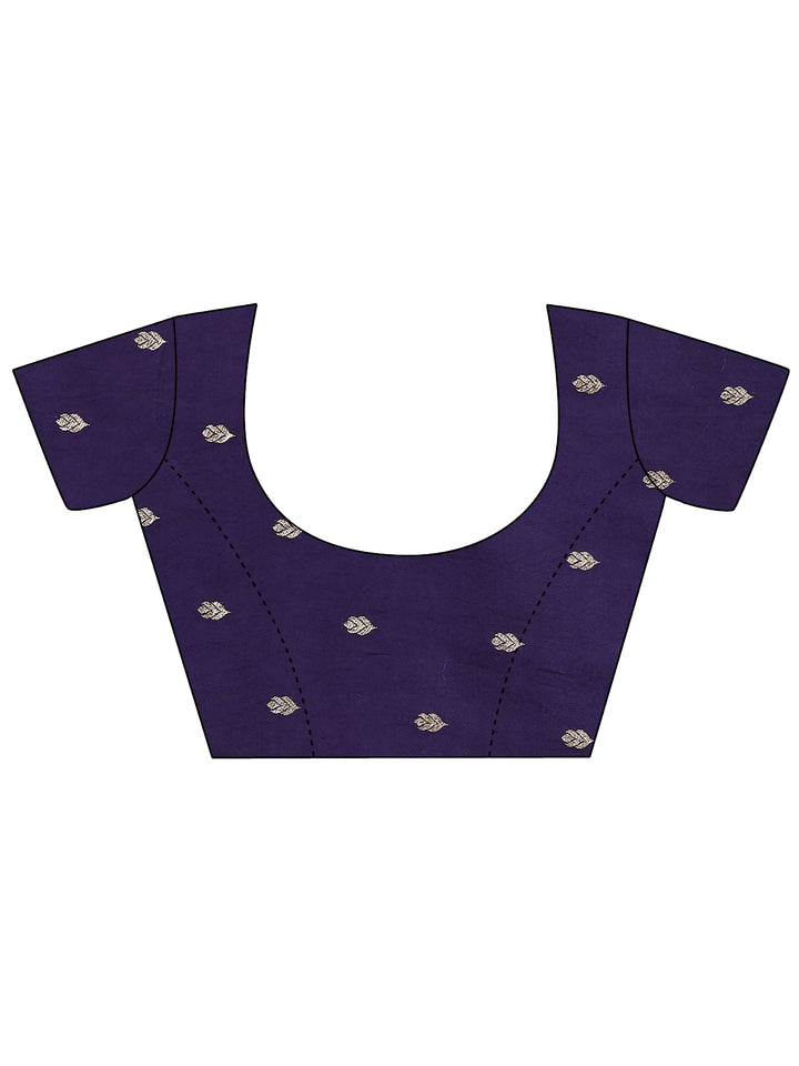 Purple Woven Design Banarsi Silk Blend Saree With Unstitched Blouse Piece