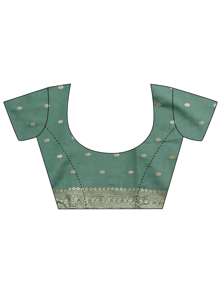 Green Woven Design Banarsi Silk Blend Saree With Unstitched Blouse Piece