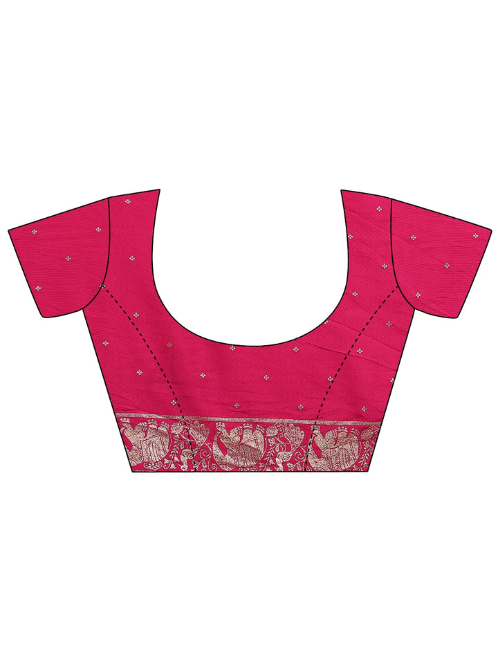Pink Tribal Woven Design Silk Blend Saree With Unstitched Blouse Piece