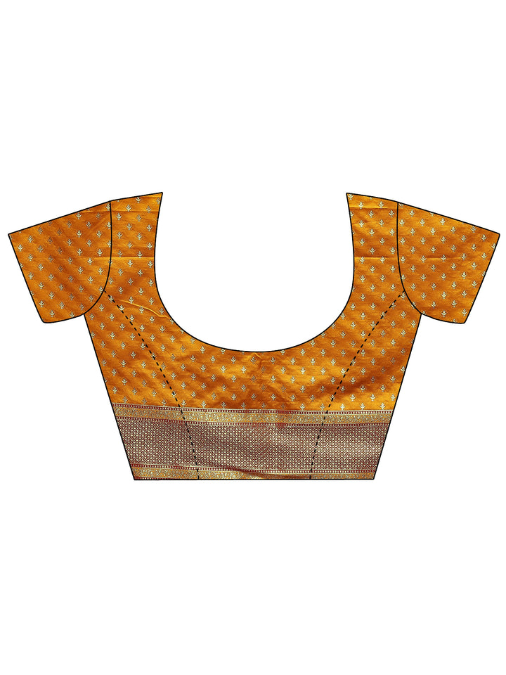 Mustard Woven Design Silk Blend Sarees With Unstitched Blouse Piece