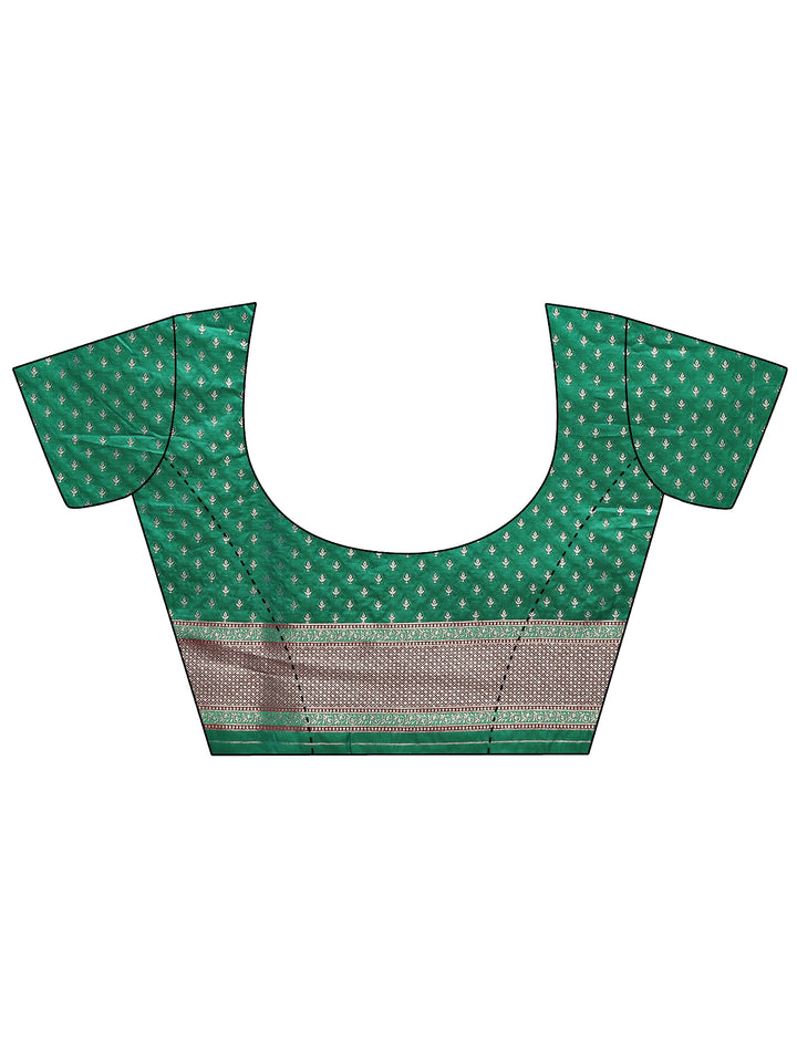 Green Woven Design Silk Blend Sarees With Unstitched Blouse Piece