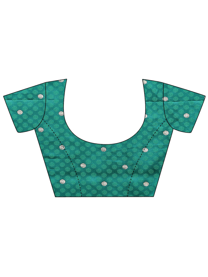 Green Woven Design Silk Blend Sarees With Unstitched Blouse Piece