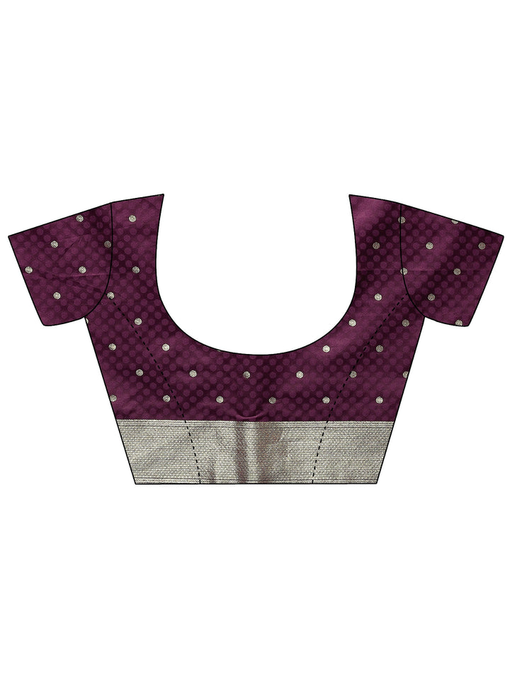 Burgundy Woven Design Silk Blend Sarees With Unstitched Blouse Piece