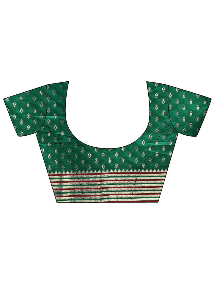 Green Woven Design Silk Blend Sarees With Unstitched Blouse Piece