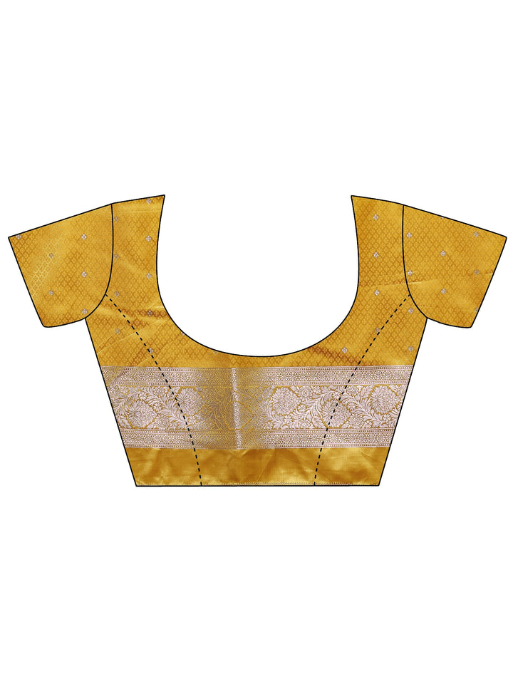 Yellow Woven Design Silk Blend Sarees With Unstitched Blouse Piece