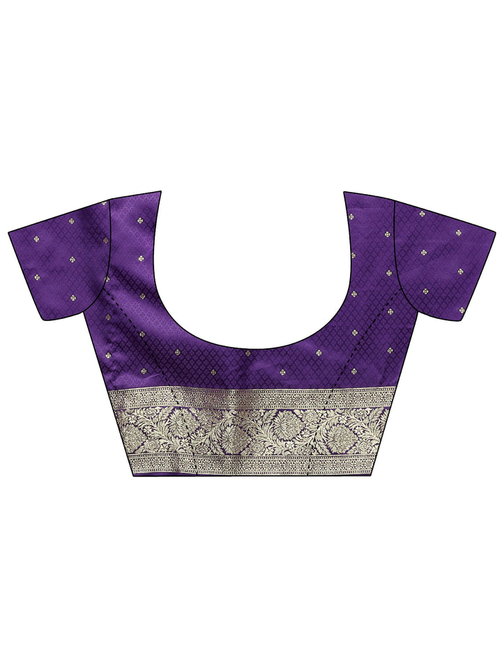 Purple Woven Design Silk Blend Sarees With Unstitched Blouse Piece