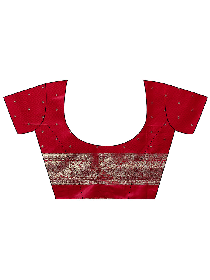 Red Woven Design Silk Blend Sarees With Unstitched Blouse Piece