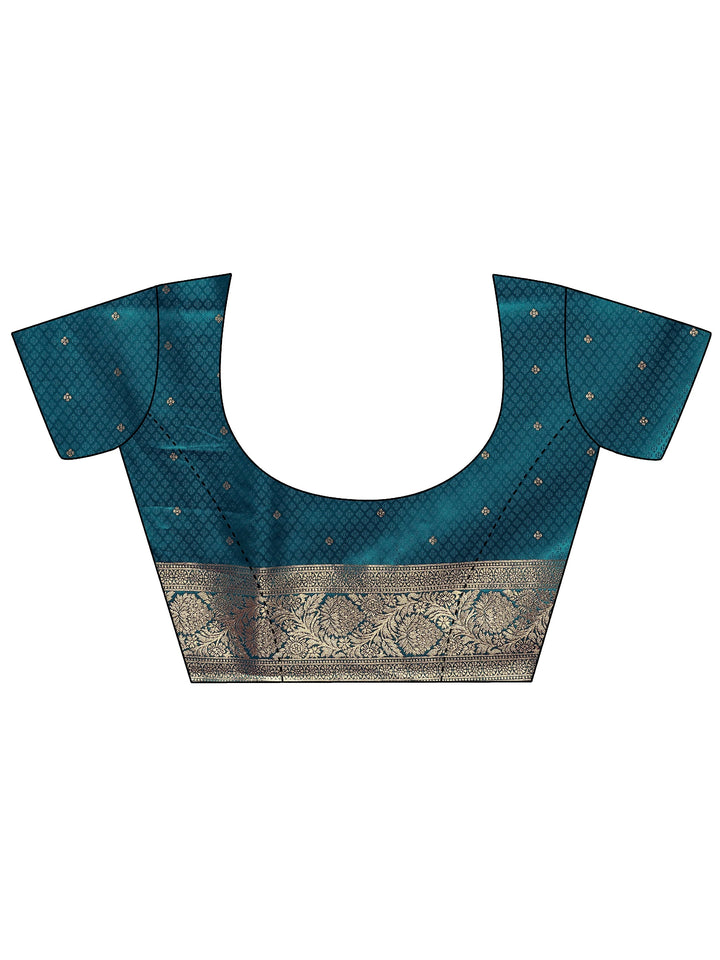 Blue Woven Design Silk Blend Sarees With Unstitched Blouse Piece