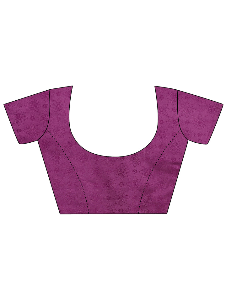 Purple Woven Design Silk Blend Sarees With Unstitched Blouse Piece