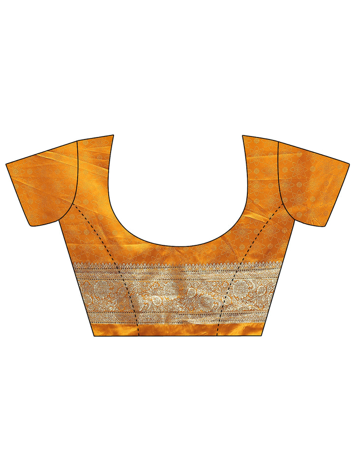 Mustard Woven Design Silk Blend Sarees With Unstitched Blouse Piece