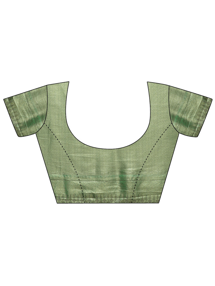 Green Woven Design Silk Blend Sarees With Unstitched Blouse Piece