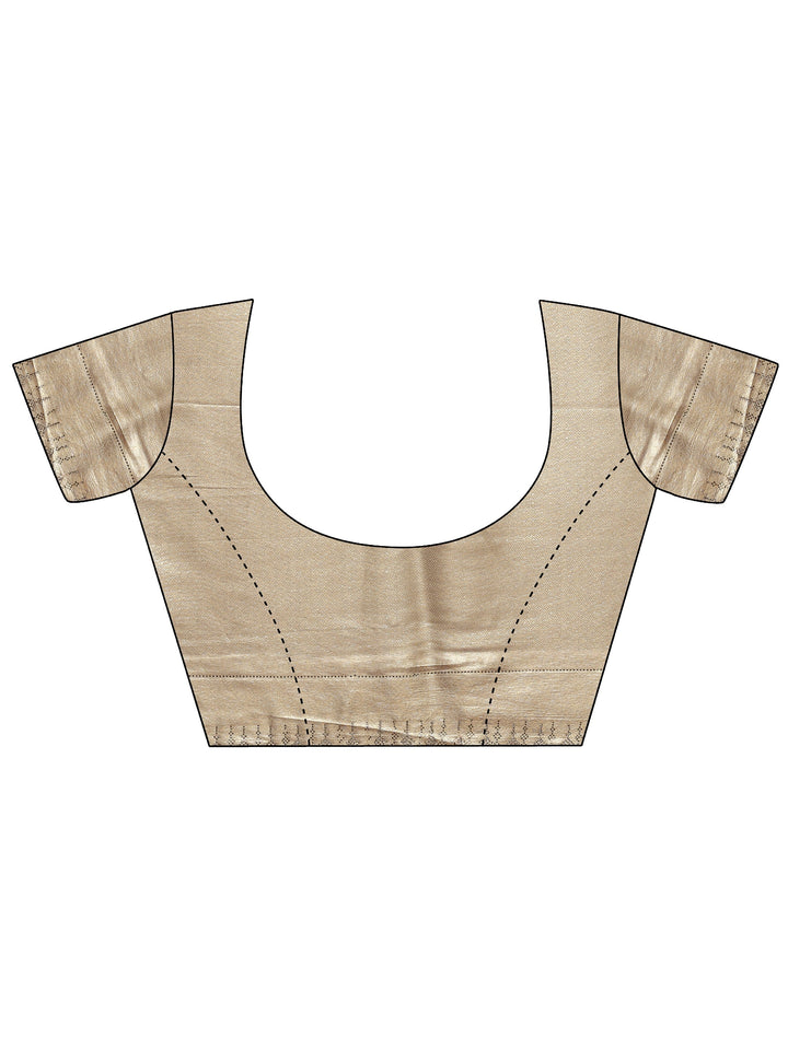 Gold Woven Design Silk Blend Sarees With Unstitched Blouse Piece