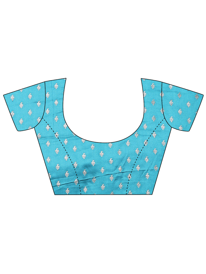 Blue Woven Design Silk Blend Sarees With Unstitched Blouse Piece