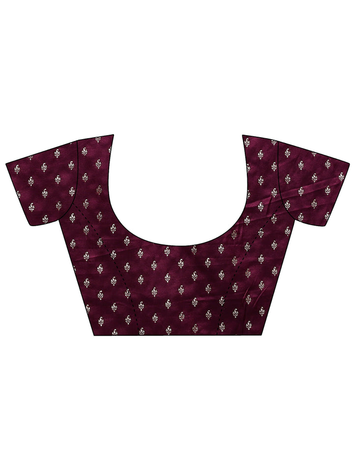 Burgundy Woven Design Silk Blend Sarees With Unstitched Blouse Piece
