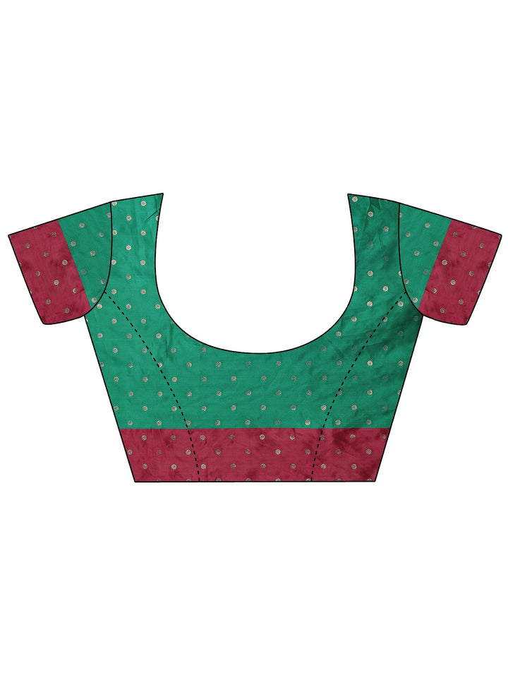 Green Woven Design Silk Blend Sarees With Unstitched Blouse Piece
