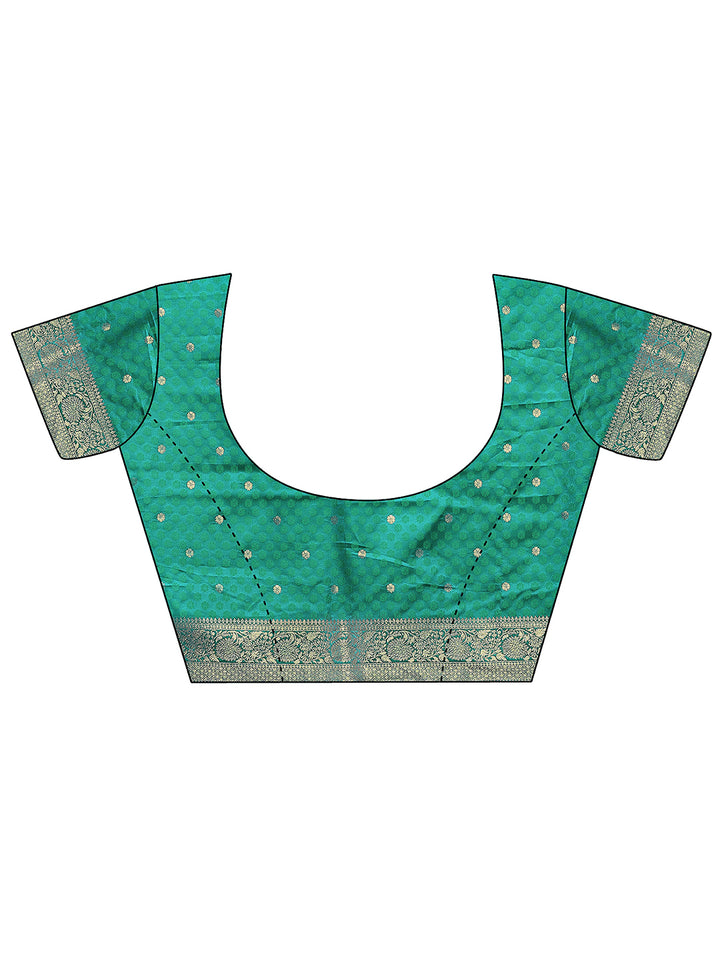 Green Woven Design Silk Blend Sarees With Unstitched Blouse Piece