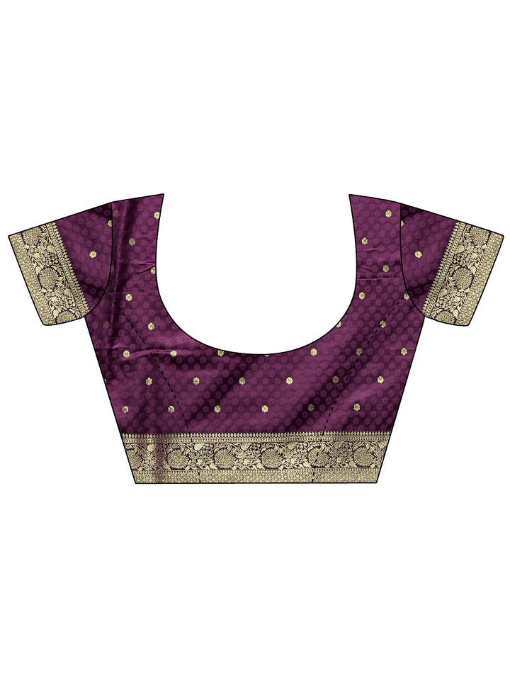 Burgundy Woven Design Silk Blend Sarees With Unstitched Blouse Piece